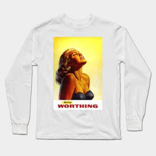 Vintage Travel Poster England Sunny Worthing Long Sleeve T-Shirt